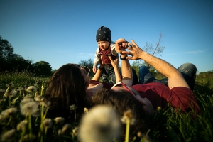 young family with adopted child